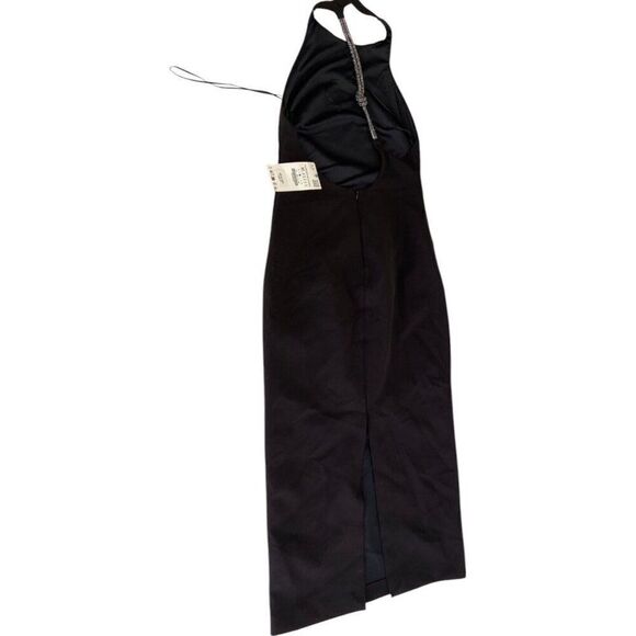 Zara Women Midi Dress Size M Black Shiny Halter Neck Cocktail 8620/707 NWT - Picture 9 of 16